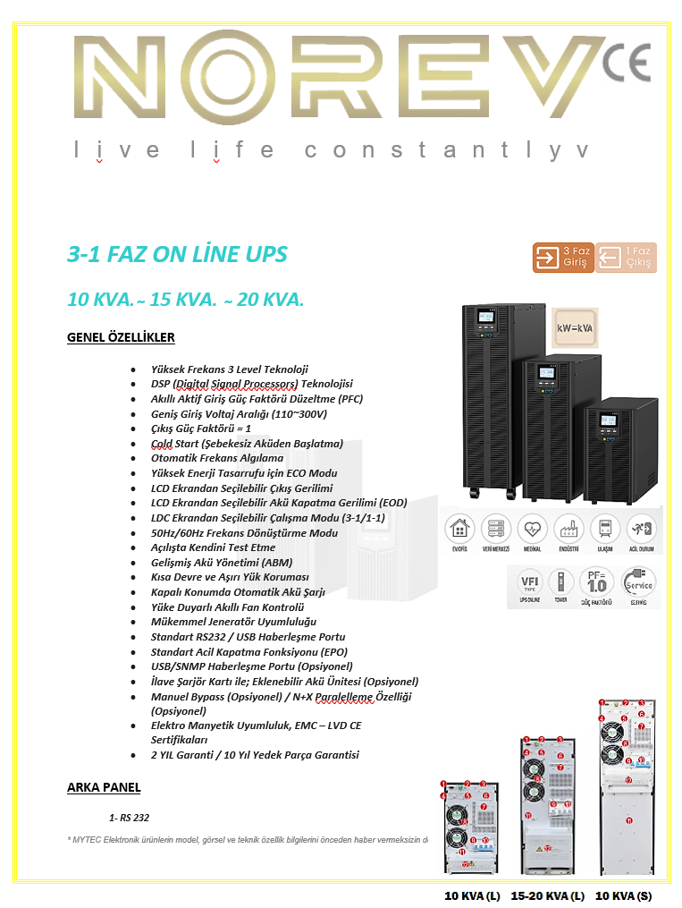 MYON SERİSİ 3-1 10-15-20 KVA