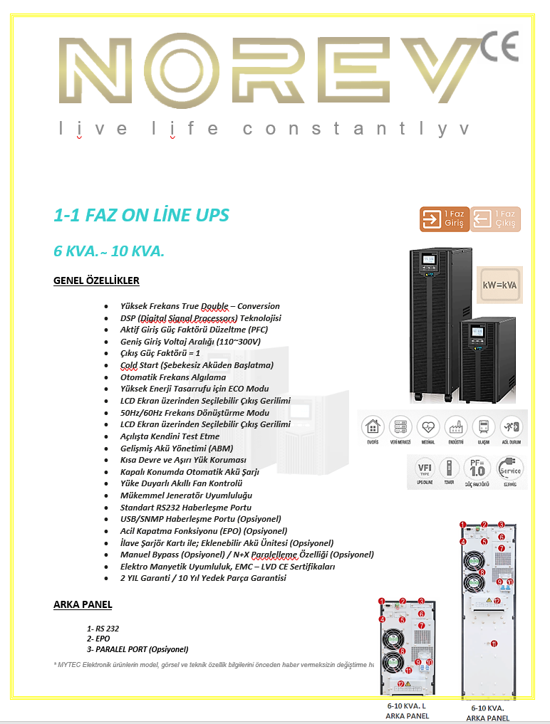 NX SERİSİ 1-1 6-10 KVA